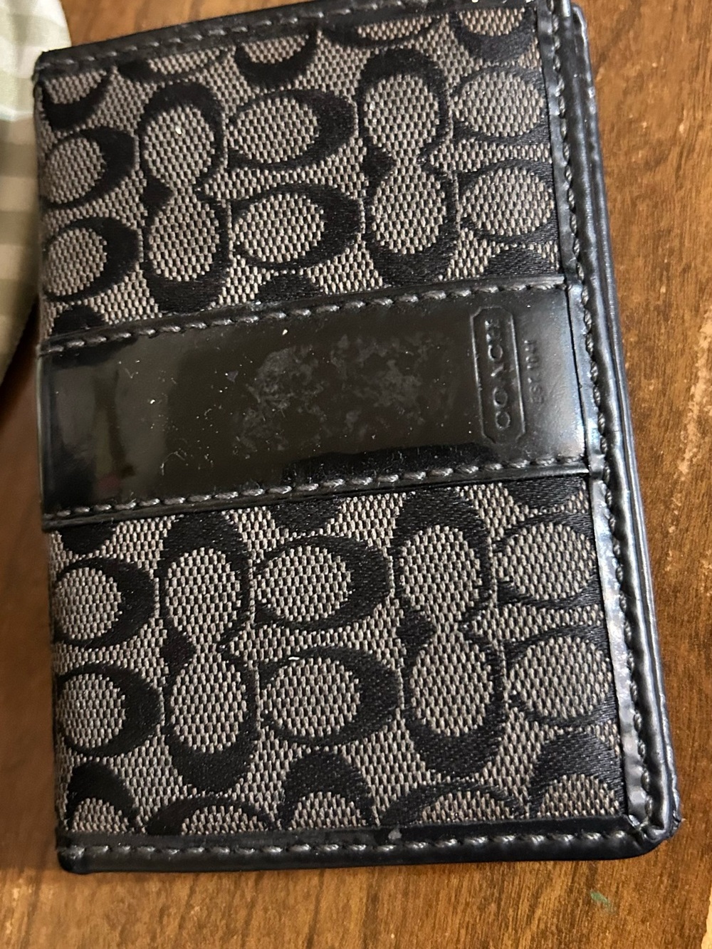 Coach Black and grey Signature Canvas Card Holder